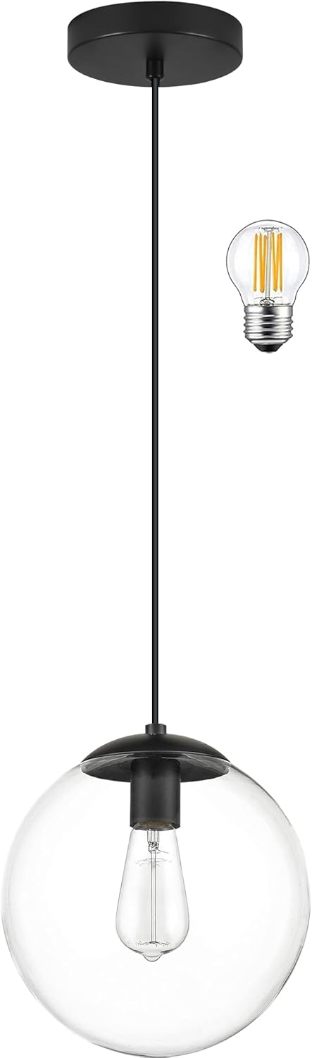 Modern 6-inch Clear Glass Globe Pendant Light for Any Room