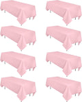 8 Pack Pink Tablecloth 60 x 102 in Rectangular Tablecloths - Wrinkle