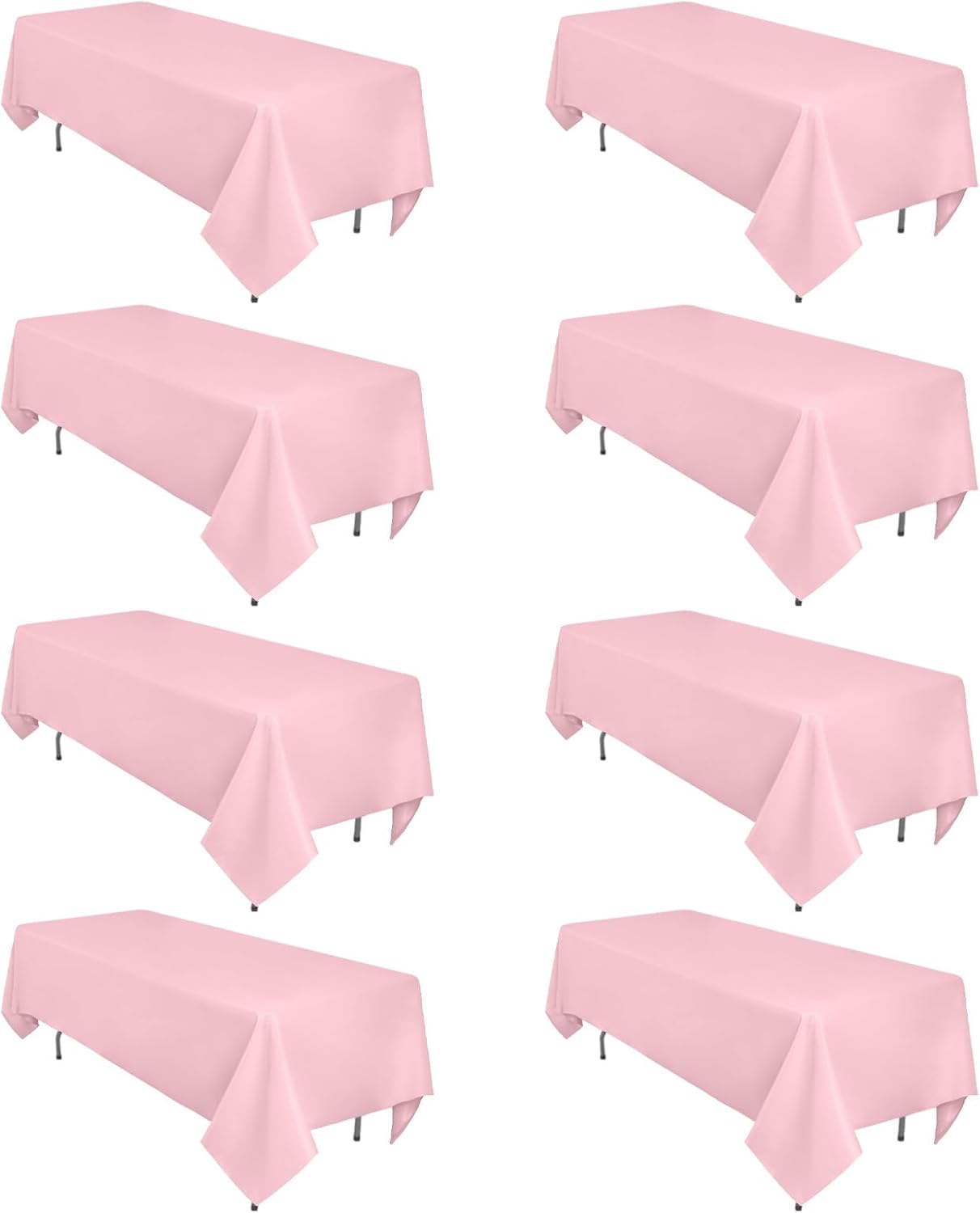 Elegant Pink Tablecloths for 6 Foot Rectangle Tables - 8 Pack