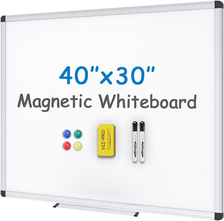 VIZ-PRO Magnetic Whiteboard for Home, Office, and Classroom Use
