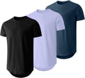 JMIERR Mens 3 Pack Cotton Hipster Longline Crewneck T-Shirt fabric