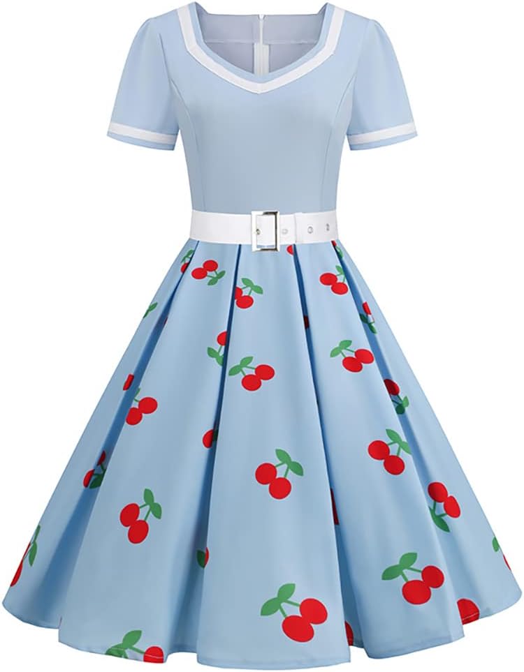 Vintage 1950s Retro Polka Dot Cocktail Party Swing Dress