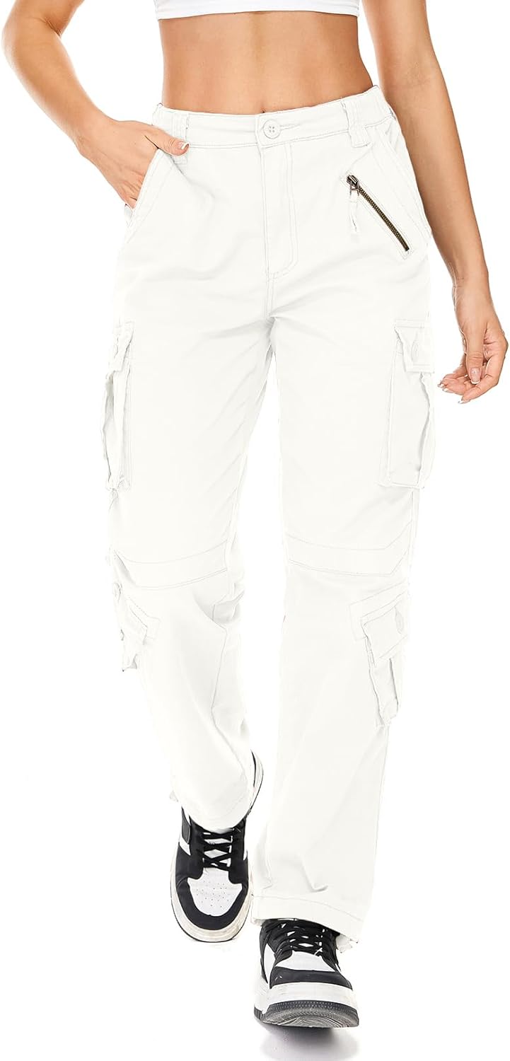 Womens Cargo Army Combat Work Pants with 8 Pockets for Comfort