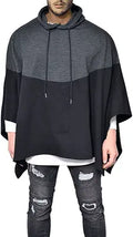 Demetory Mens Oversized Batwing Sleeves Hooded Poncho Cape - Relaxed
