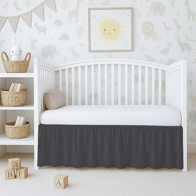 100% Egyptian Cotton Crib Skirt Dust Ruffle for Nursery Decor