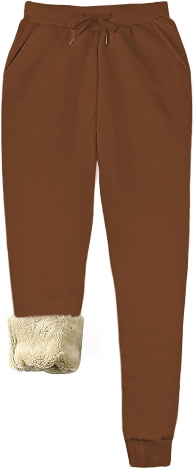 Women's Warm Sherpa Lined Athletic Jogger Fleece Pants 50ft