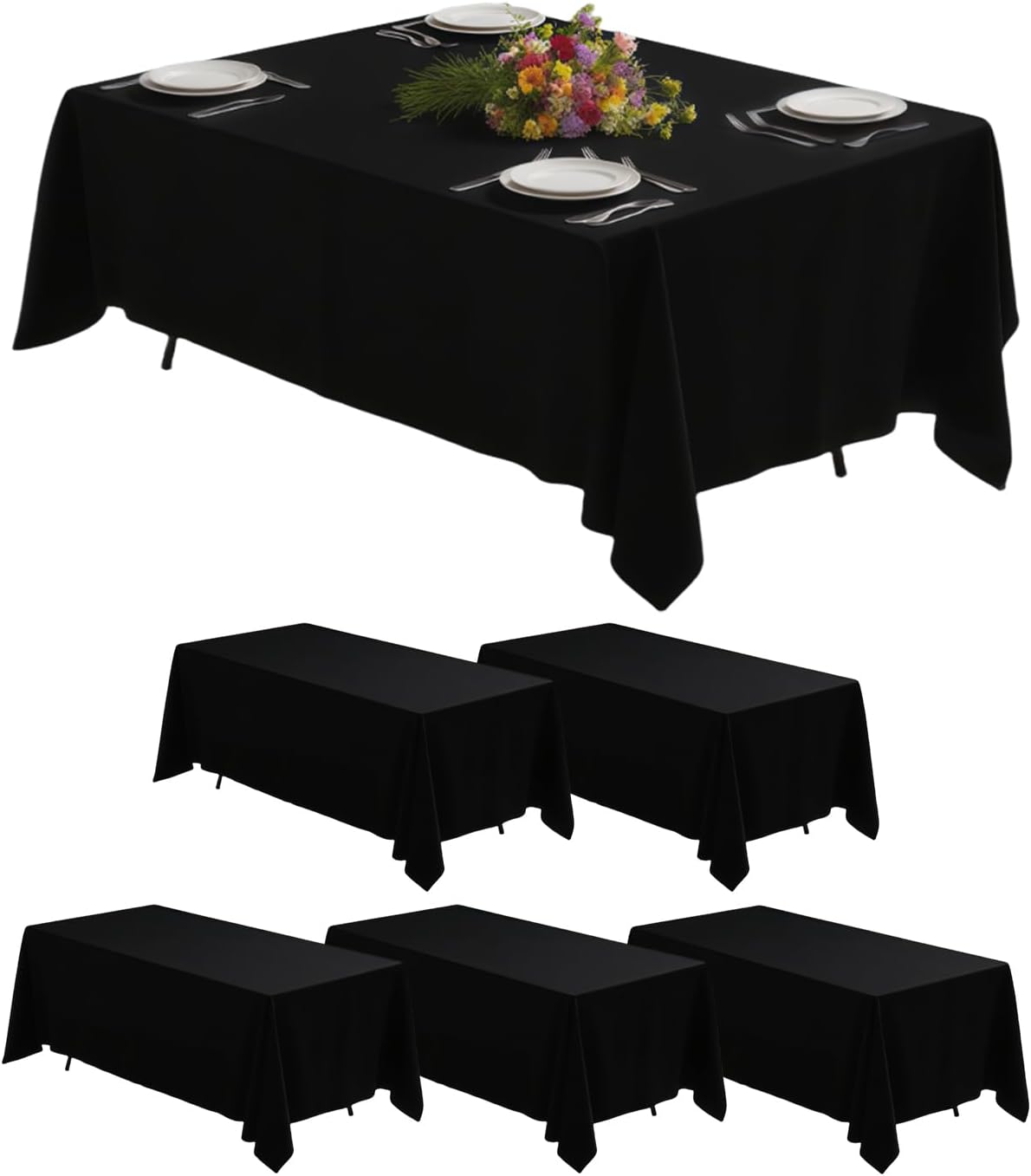 Goodluck 6 Pack Black Tablecloth for Elegant Events