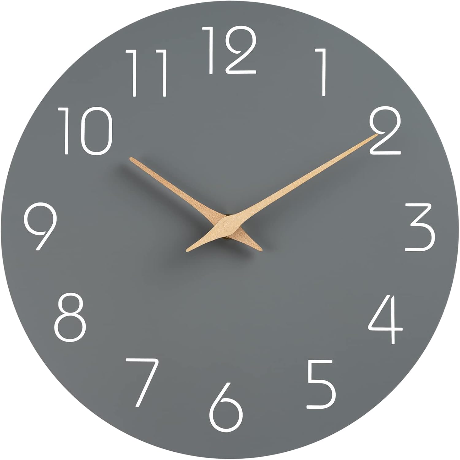 Mosewa 14 Inch Gray Wall Clock - Silent Non Ticking Design