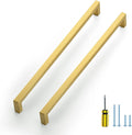 Gold Cabinet Pulls 12-3/5 in Brushed Brass Drawer Handles - Modern