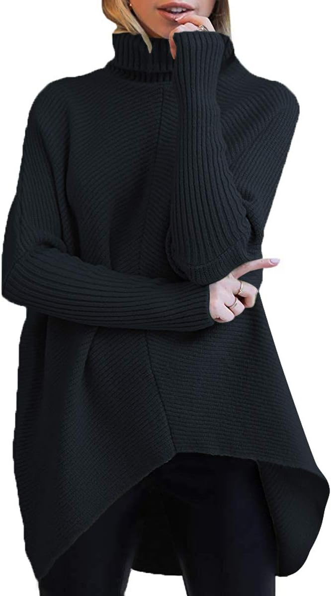 Oversized Turtleneck Batwing Sweater for Cozy Fall Outfits