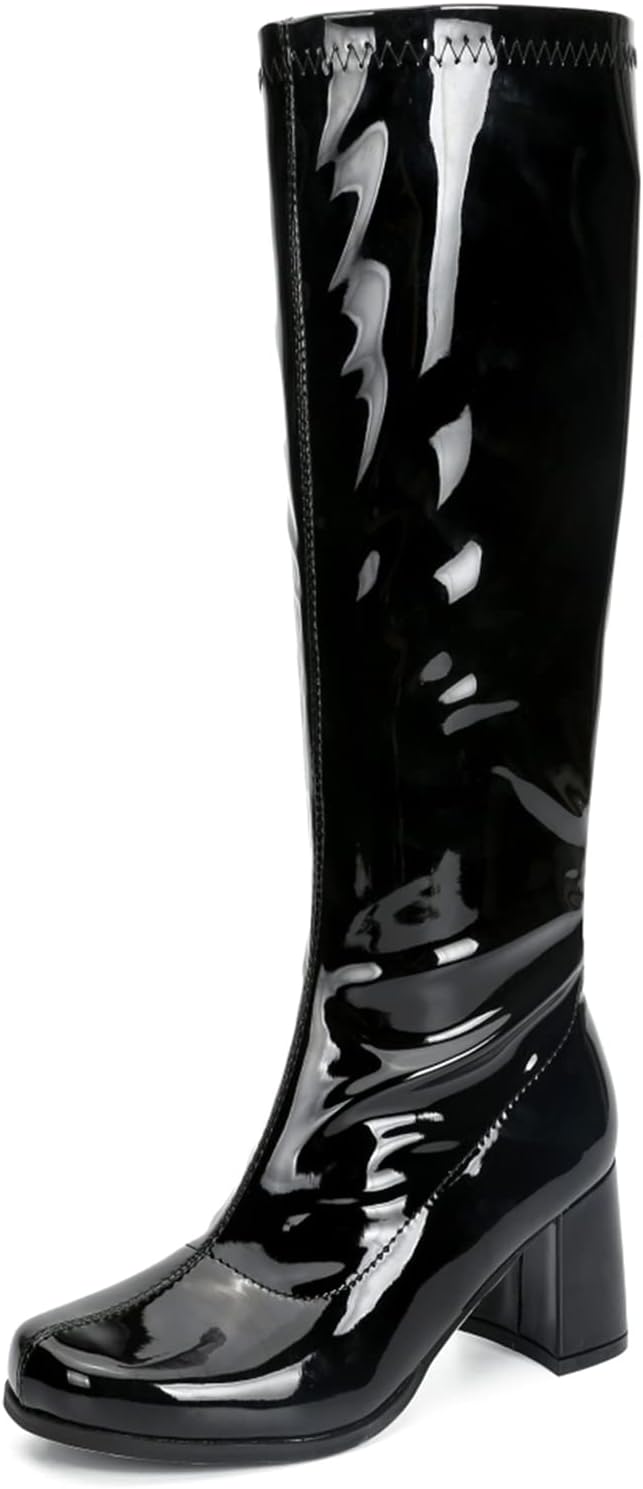 Women's Go Go Boots Over The Knee Block Heel Zipper Boot Review