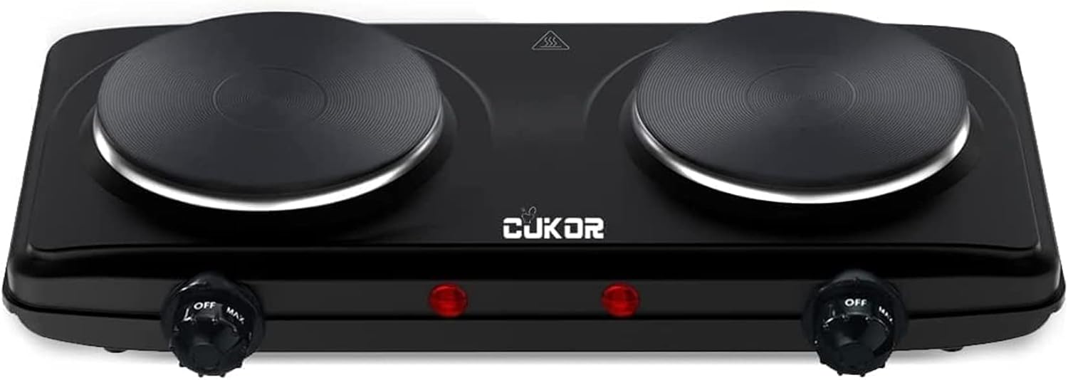 CUKOR Double Cast Iron 2 Burner Electric Stove for Cooking