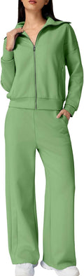 QINSEN Women's Cotton 2 Piece Tracksuit Set - Chic Wide Leg Comfort is