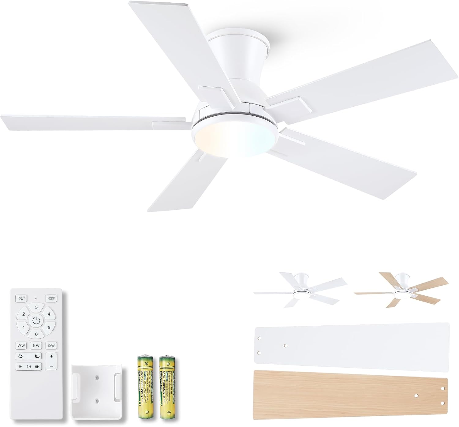 Modern Ceiling Fans with Lights - 42in Low Profile Fan for Home