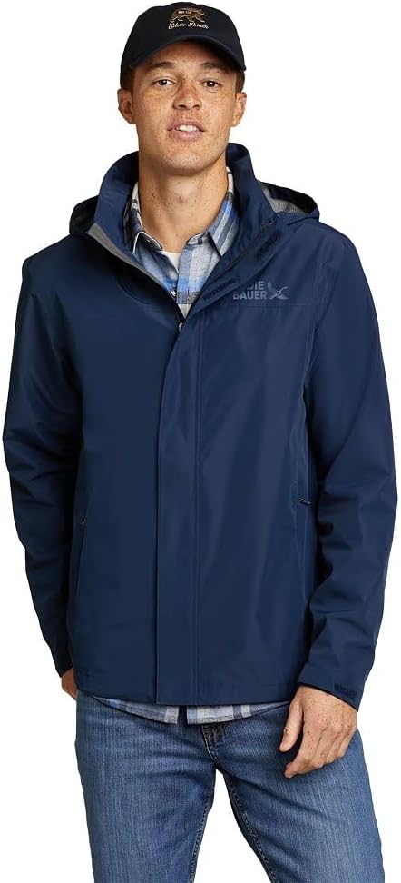 Eddie Bauer Men's Packable Waterproof Rain Jacket for All Weather