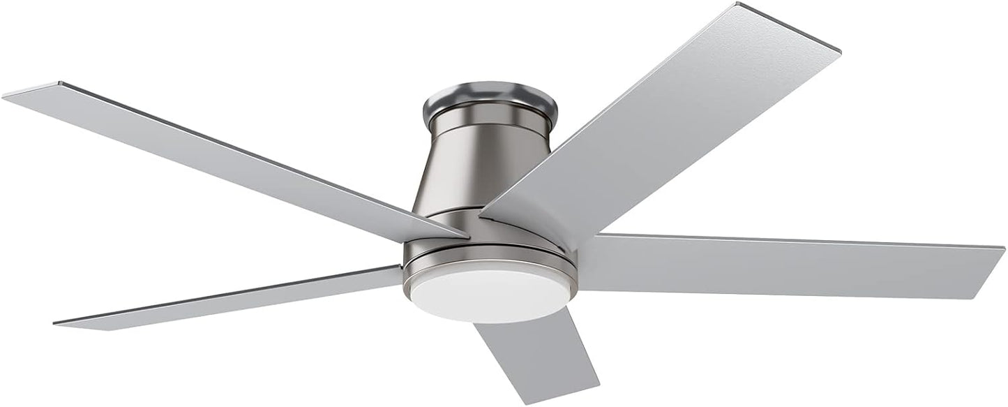 52in Flush Mount Ceiling Fan with Remote and Dimmable Light
