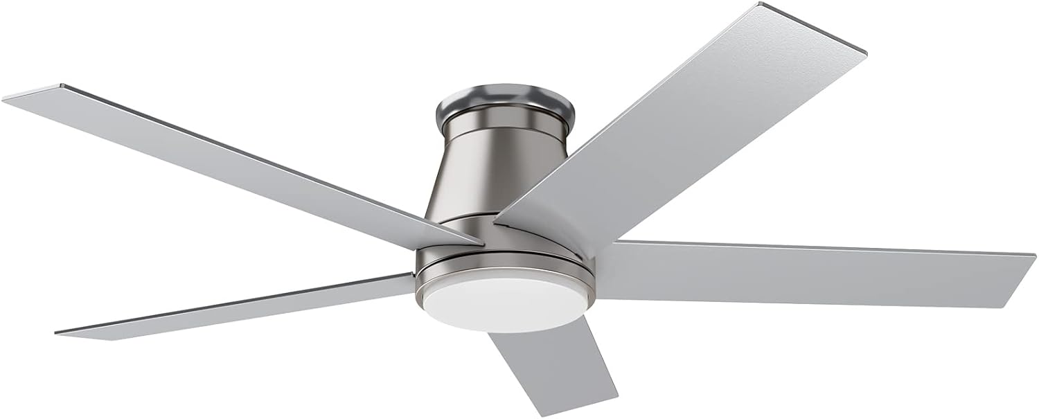 52in Flush Mount Ceiling Fan with Remote and Dimmable Light