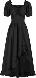 Scarlet Darkness Renaissance Dress Cottagecore Corset Ruffle Maxi