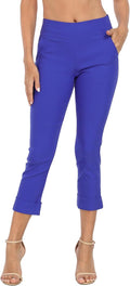 HDE Pull On Capri Pants for Women with Pockets - Stretch Cropped Work