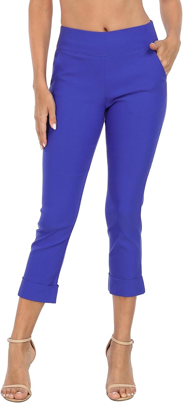 HDE Pull On Capri Pants for Women with Pockets and Comfort