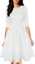 oxiuly Vintage Half Sleeve O-Neck Swing Dress - Flattering Everyday