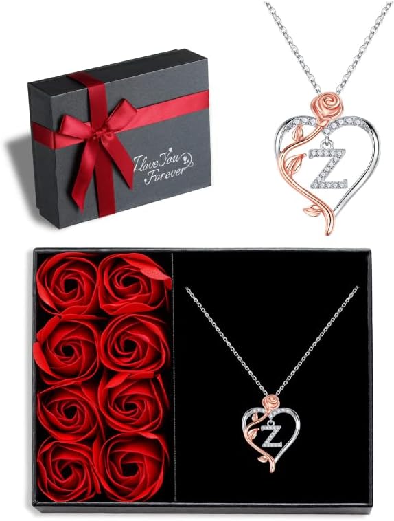 Iefil Rose Heart Necklace - Perfect Gift for Women in Silver