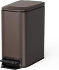 Small Bathroom Trash Can with Lid Soft Close - Slim 6L Stainless