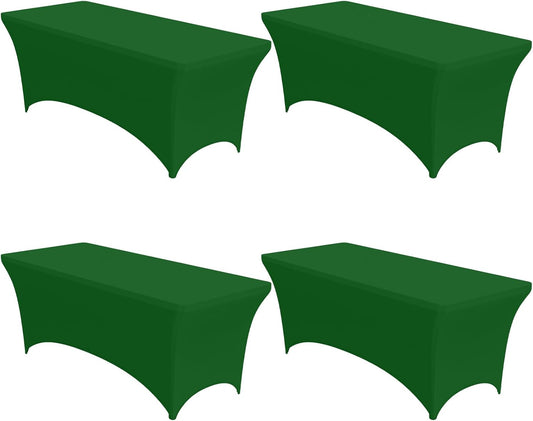 4-Pack Green Spandex Tablecloths for 6ft Rectangle Tables