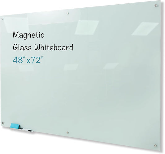 Magnetic Glass Whiteboard 48x72 Frameless Dry Erase Board