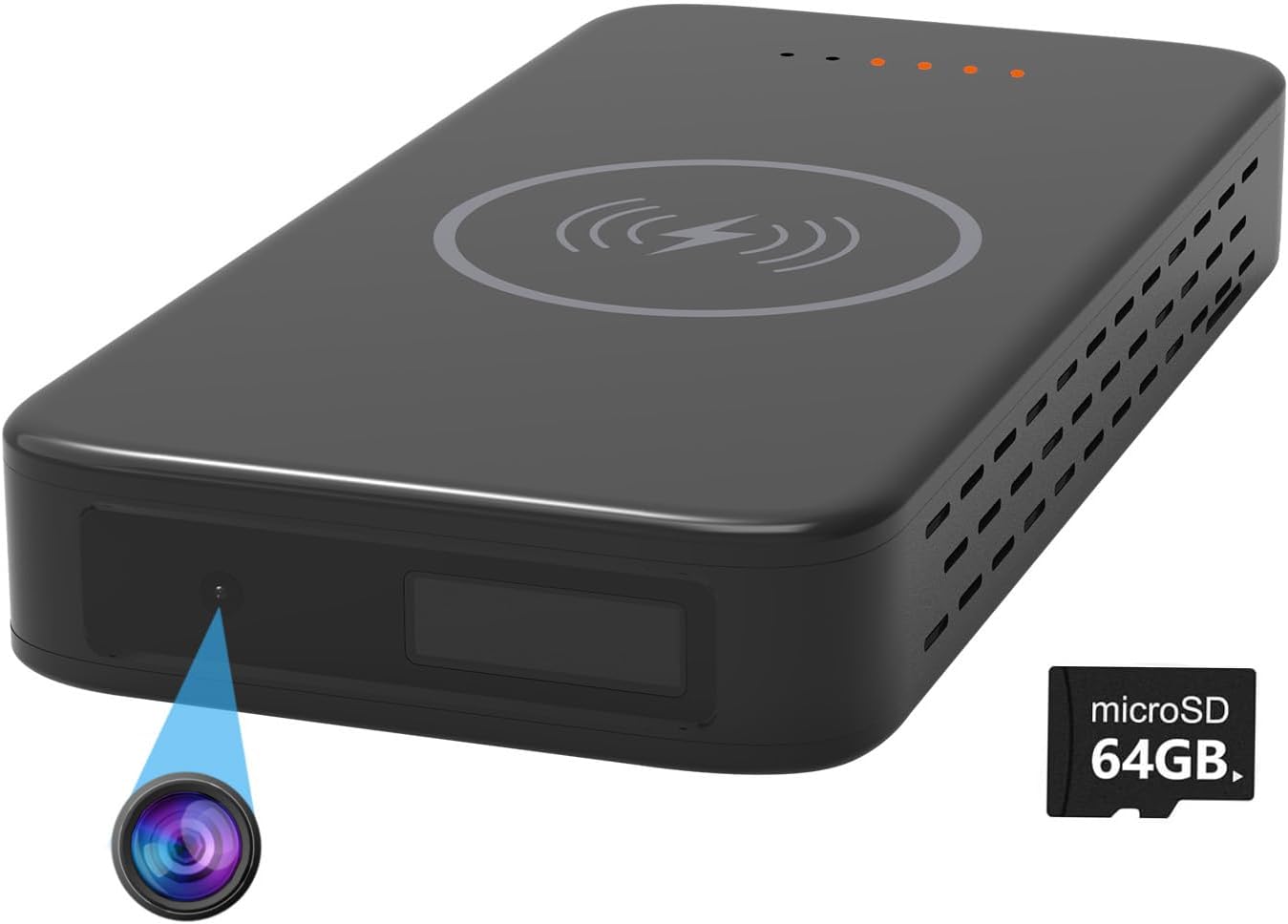 Portable Wireless Charger Spy Cam - HD Night Vision, No WiFi Needed