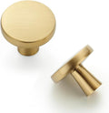 Brushed Brass Kitchen Cabinet Knobs 30 Pack - Solid 1-1/4 in Round