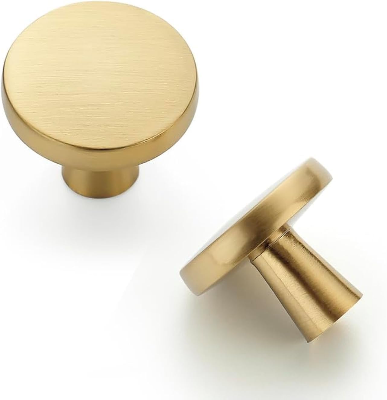 Brushed Brass Kitchen Cabinet Knobs - 30 Pack Solid Drawer Pulls