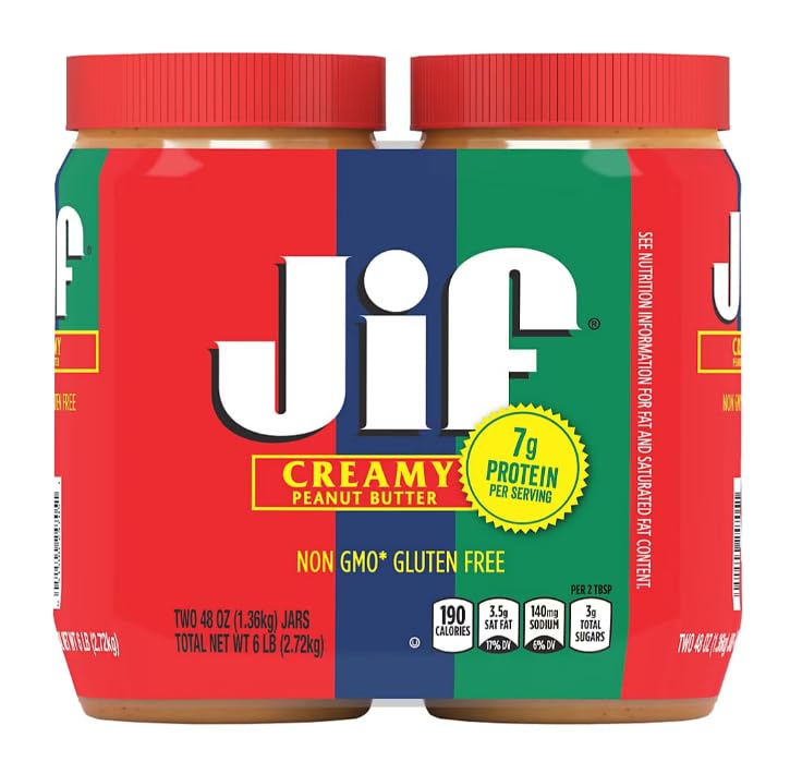 Jiff Creamy Peanut Butter 7g Protein Smooth Texture 2 Pack
