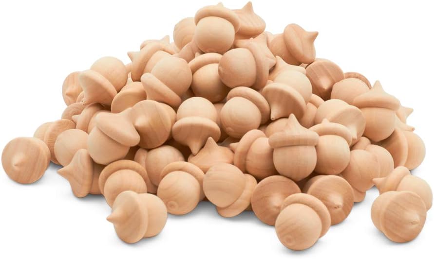 Wooden Acorns 1-1/4 Inch for Crafting and Home Decor Fun