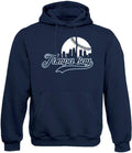 Cityscape Skyline Men's Hoodie Sweatshirt - Baseball Fan USA!