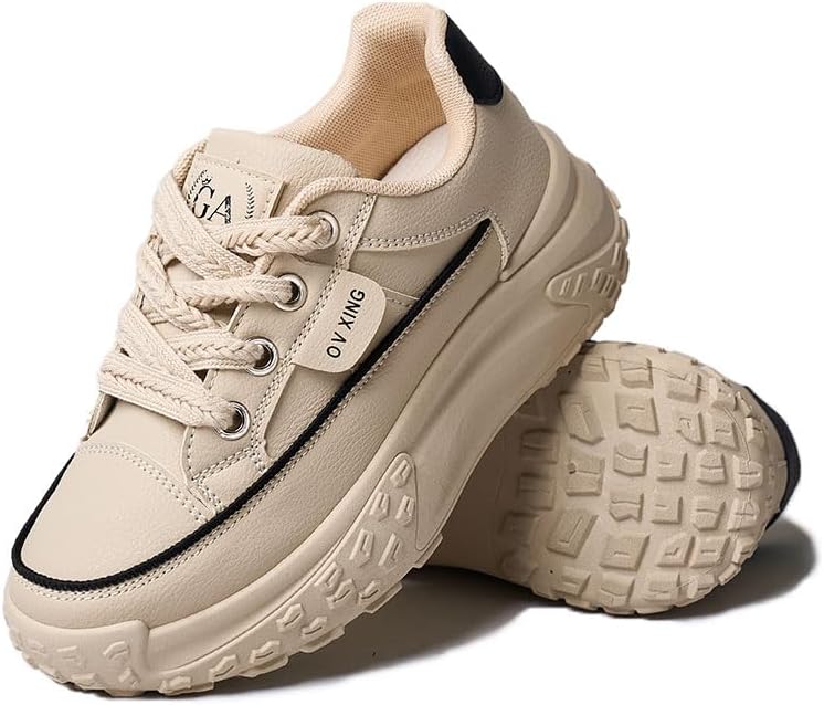 Stylish Lace Up Thick Soled Sneakers for Women - Comfortable Fit