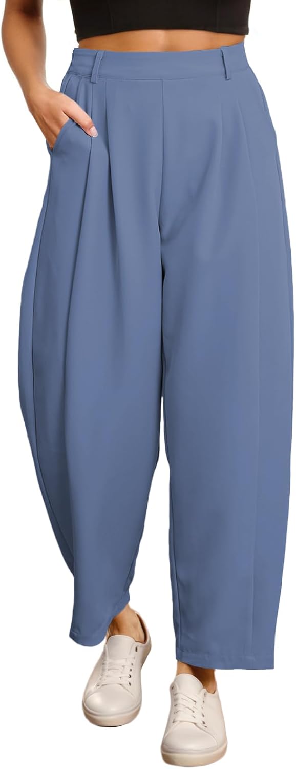 EVALESS Womens Wide Leg Barrel Pants for Stylish Comfort
