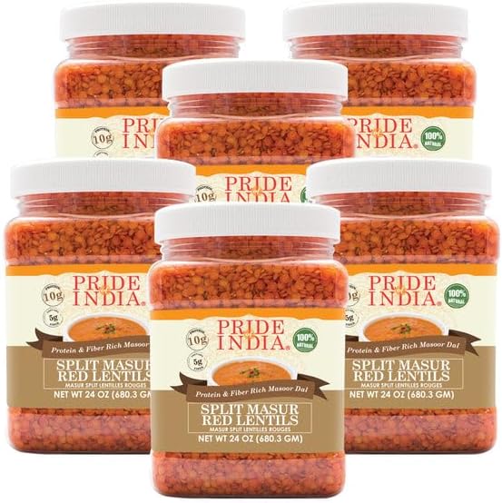 Pride Of India Split Masur Red Lentils Pack of 6 for Healthy Meals