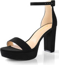 Chunky Platform Heels 4 in Block Heeled Sandals - Comfortable All-Day