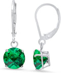 Solid 10K Gold Emerald Drop Earrings - May Birthstone