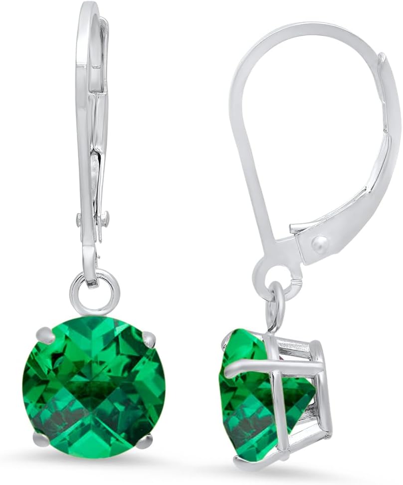 Solid 14K Gold Gemstone Stud Earrings for Women - Heart Design