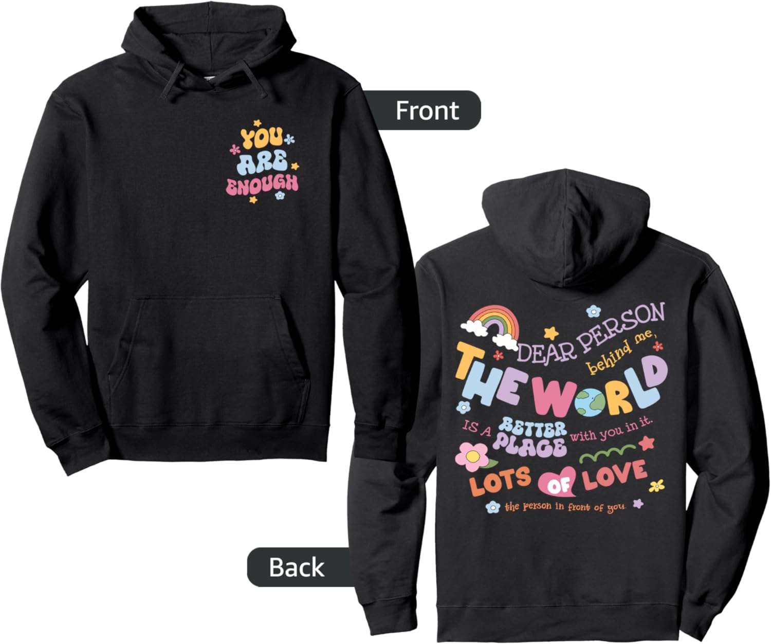 Retro Peace & Love Hoodie - You Are Enough