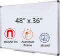 48 in x 36 in Magnetic Whiteboard for Wall Mount - Large Dry Erase