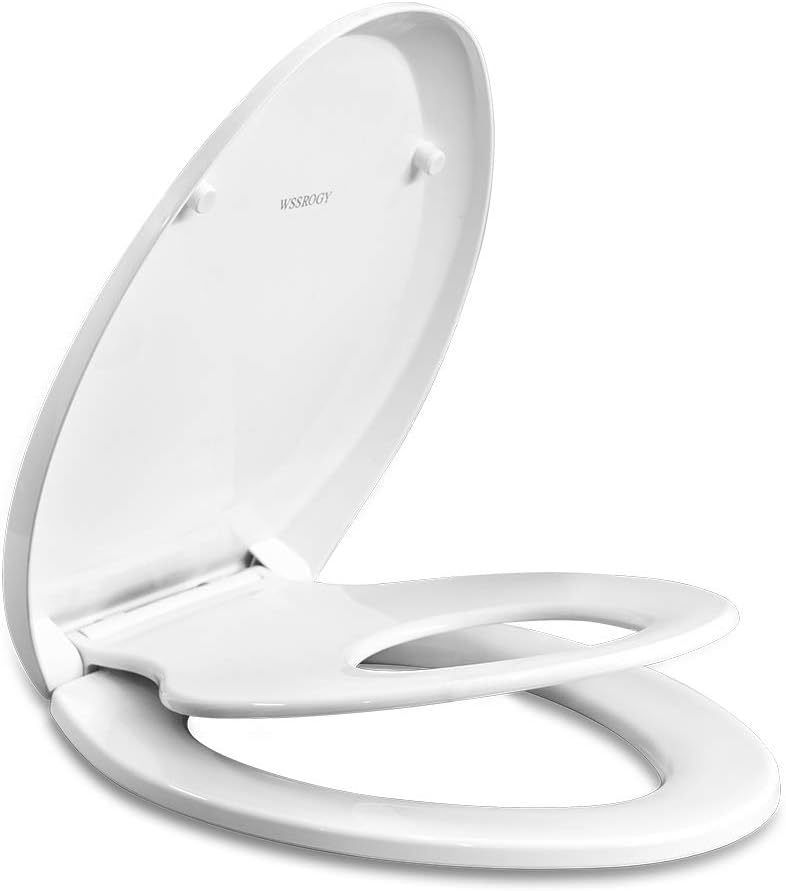 Elongated Toilet Seat with Built-In Toddler Seat for Easy Use