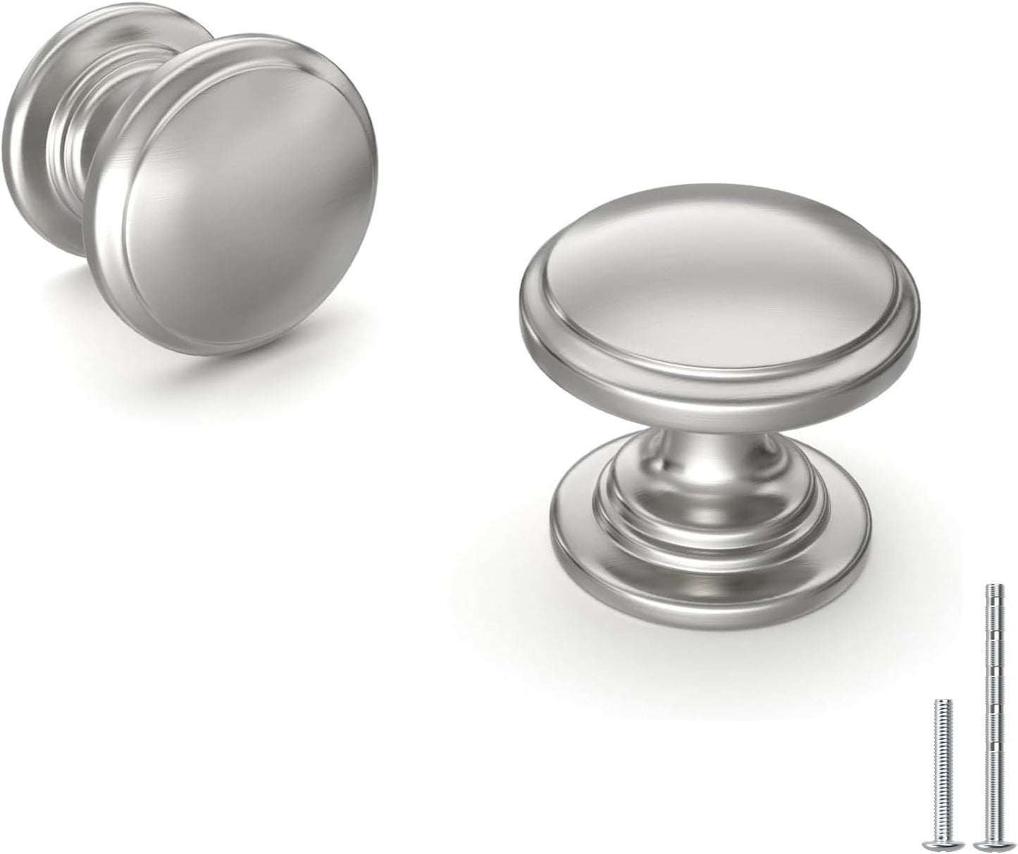 Brushed Nickel Cabinet Knobs - 25 Pack Round Drawer Pulls