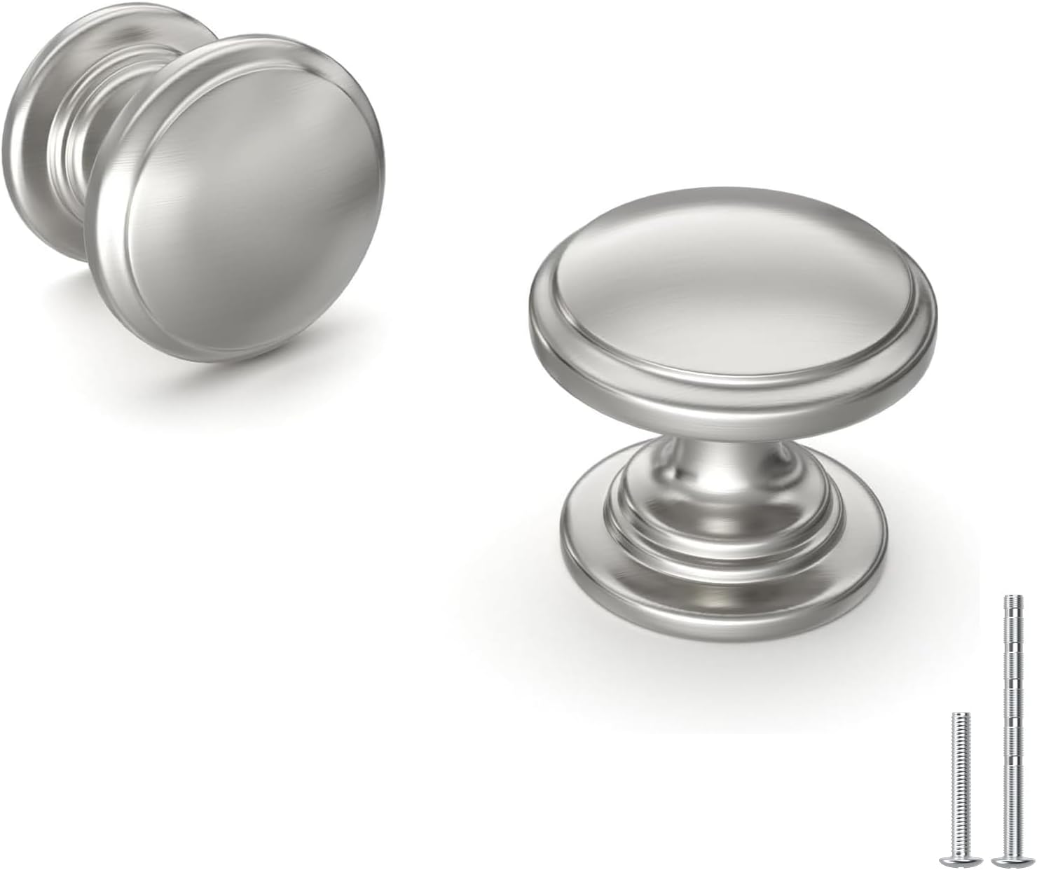 Brushed Nickel Cabinet Knobs - 25 Pack Round Drawer Pulls