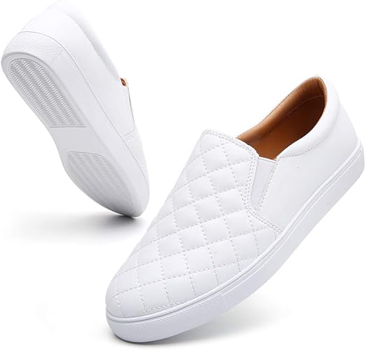 VOCNTVY Womens Loafers Comfort Casual Quilted Leather Sneakers