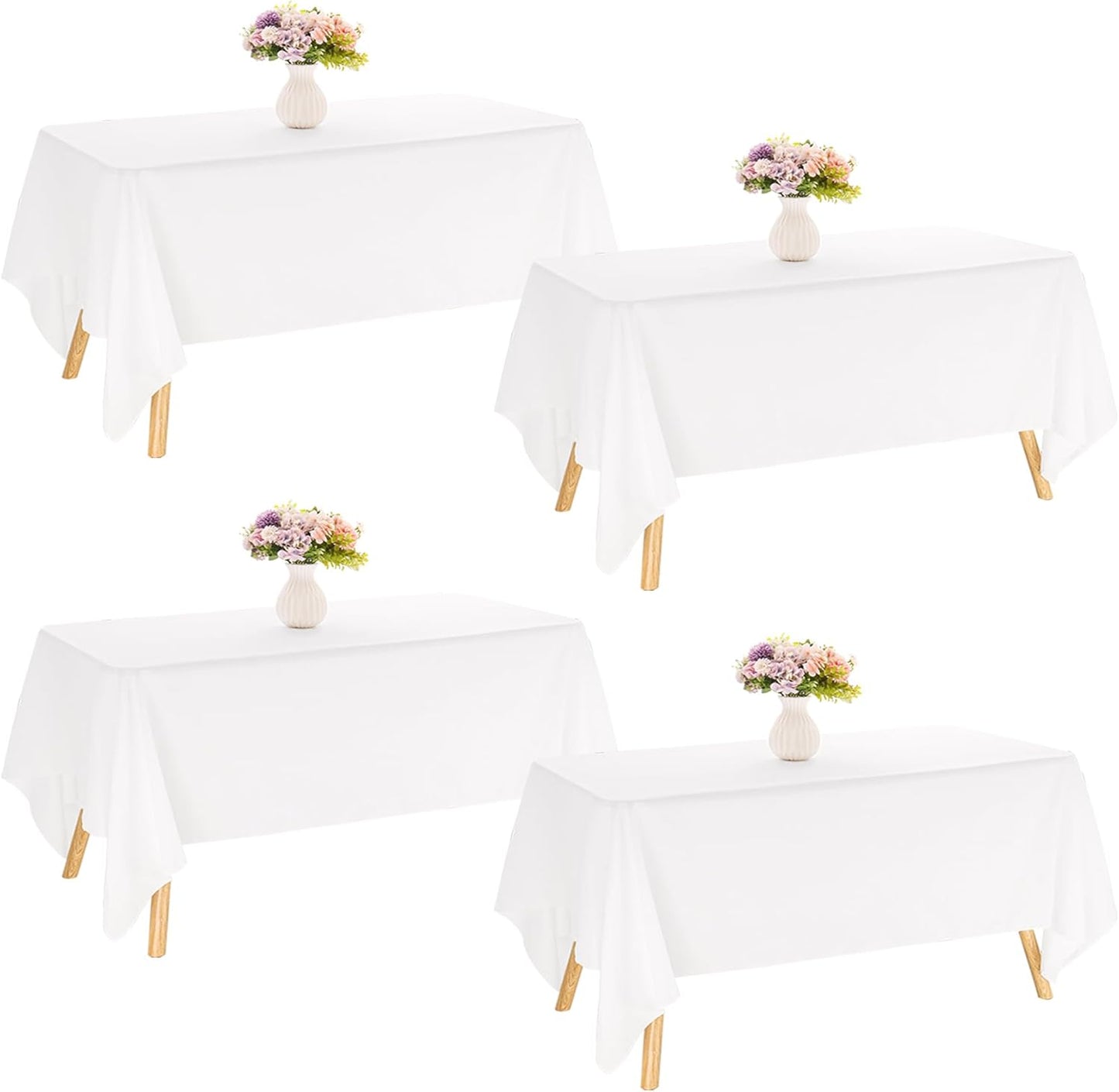 4 Pack Rectangle Tablecloth 60x126 Inch White for Events