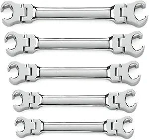 GEARWRENCH 5 Pc Flex Head Flare Nut Wrench Set for Mechanics