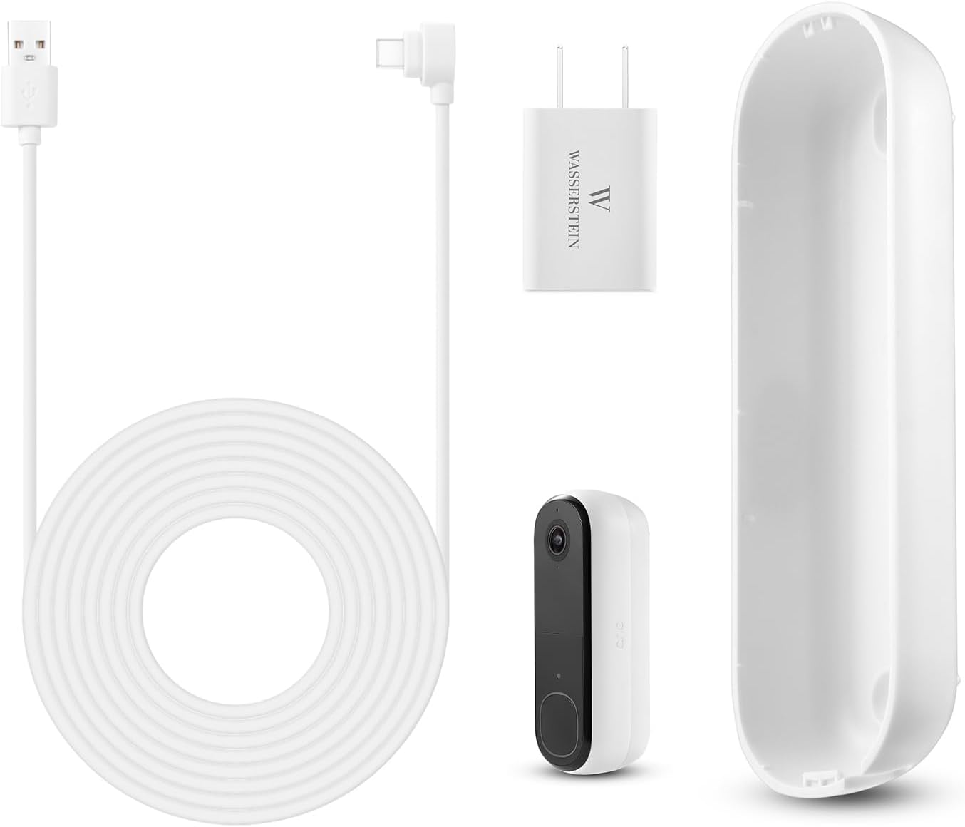 Wasserstein 5.2V 2A Power Adapter for Arlo Doorbell - Long Cable & Backplate